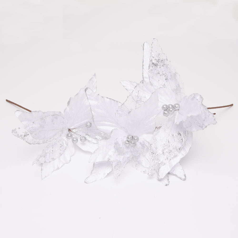 Poinsettia Décoratif de Noël – 33 cm, Ensemble de 3