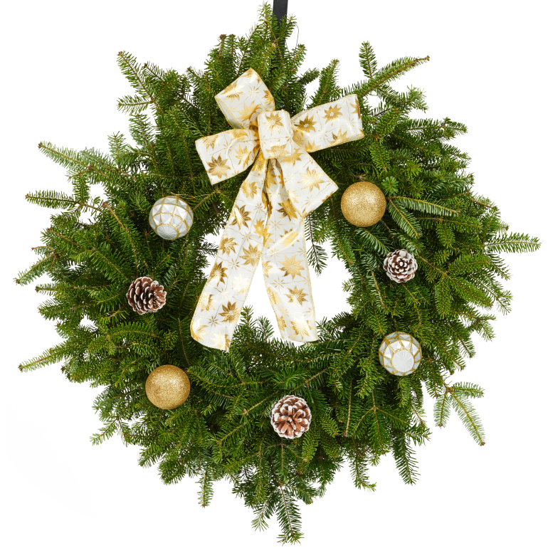Couronne de Noël Fraîche – 12 po (17 po de Large), Naturelle