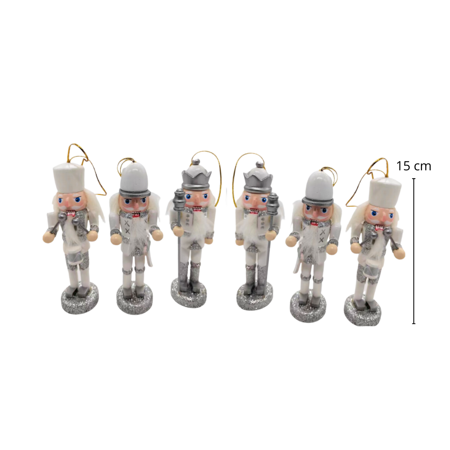 Soldats Casse-Noisette à Suspendre – Ensemble de 6, 15 cm